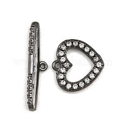 Heart Brass Micro Pave Clear Cubic Zirconia Toggle Clasps&nbsp;KK-G548-37