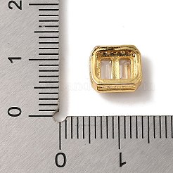 Rack Plating Brass Micro Pave Clear Cubic Zirconia Rectangle Multi-Strand Links&nbsp;KK-A229-24G