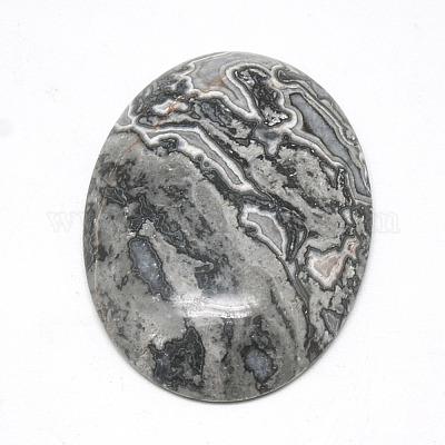 Natural Black Silk Stone/Netstone Cabochons&nbsp;G-R004-15A-1