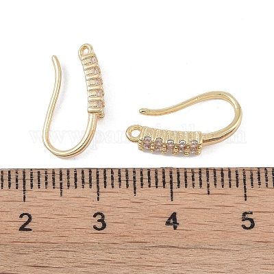 Brass Micro Pave Cubic Zirconia Earring Hooks&nbsp;KK-U008-14G-1