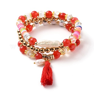 Multi-layered Stretch Beaded Bracelets Sets&nbsp;BJEW-JB05756-01-1
