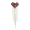 Brass Rhinestone Pendants, Cadmium Free & Lead Free, Heart Tassel, Dark Red, 78x18.5x2mm, Hole: 1.6mm