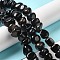 Natural Black Agate Beads Strands, Dyed & Heated, Nuggets, Tumbled Stone, Black, 6.5~13x10~13x1.5~11mm, Hole: 1.6mm, about 22pcs/strand, 7.20~7.72''(18.3~19.6cm)