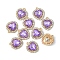 Alloy Crystal Rhinestone Charms, with Acrylic, Heart, Light Gold, Light Amethyst, 18x16x5mm, Hole: 1.4mm