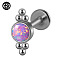 G23 Titanium Threadless Labrets, with Imitation Opal, Stainless Steel Color, Flat Round, 6mm, Pin: 1.2mm