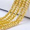Electroplate Glass Beads Strands, Opaque Solid Color, AB Color Plated, Faceted, Rondelle, Yellow, 6x5mm, Hole: 1mm, about 80~85pcs/strand, 38~40cm
