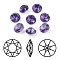 Pointed Back & Back Plated K9 Glass Rhinestone Cabochons, Grade A, Faceted, Flat Round, Purple Velvet, 10x5mm
