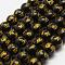 Natural Agate Beads Strands, Om Mani Padme Hum, Round, Dyed & Heated, Black, 10mm, Hole: 1.5mm, about 38pcs/strand, 15 inch(38cm)
