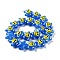 Glass Enamel Beads, Hand Painted Beads Star with Smiling Face Pattern, Royal Blue, 20.5x22x11mm, Hole: 1.6mm
