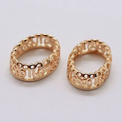Brass Sew on Prong Settings, Filigree Open Back Claw Settings for Pointed Back Rhinestone, Oval, Light Gold, Tray: 10x14mm, 16x12x5.5mm