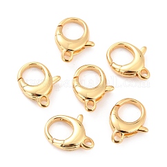Brass Lobster Claw Clasps, Long-Lasting Plated, Lead Free & Nickel Free & Cadmium Free, Real 18K Gold Plated, 17.5x13.5x4.5mm, Hole: 2mm
