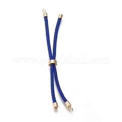 Nylon Twisted Cord Bracelet Making, Slider Bracelet Making, with Brass Findings, Golden, Medium Blue, 8.66~9.06 inch(22~23cm), Hole: 2.8mm, Single Chain Length: about 4.33~4.53 inch(11~11.5cm)