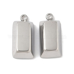 304 Stainless Steel Pendants, Bullion Charms, Stainless Steel Color, 14.5x7x4.5mm, Hole: 1.4mm