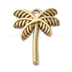 304 Stainless Steel Pendants, Coconut Tree Charm, PVD Vacuum Plating, Real 18K Gold Plated, 19x14x2mm, Hole: 1.8mm