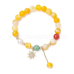Natural Striped Agate Round Beaded Bracelets&nbsp;BJEW-JB11924-02