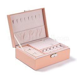 PU Imitation Leather Jewelry Organizer Box with Lock&nbsp;CON-P016-B02