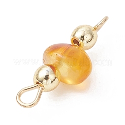 Natural Amber Chip with Electroplate Synthetic Non-magnetic Hematite Links Connector Charms&nbsp;PALLOY-JF05008