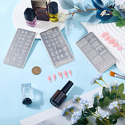 3Pcs 3 Styles Stainless Steel Nail Stamping Plates&nbsp;MRMJ-CP0001-52C