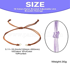 10Pcs 10 Colors Nylon Braided Adjustable Link Bracelet Makings&nbsp;AJEW-CJ00001