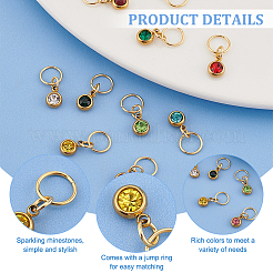 40Pcs 10 Color PVD Vacuum Plating Real 18K Gold Plated 201 Stainless Steel Rhinestone Charms&nbsp;PALLOY-AB00194