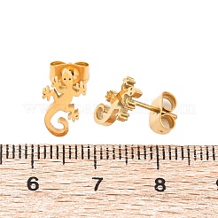 Hollow Out Gecko 304 Stainless Steel Stud Earrings&nbsp;EJEW-G359-04G