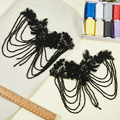 Rhinestone & Rhinestone Glass & Imitation Pearl & Embroider Thread Iron on/Sew On Patches&nbsp;PATC-WH0023-42