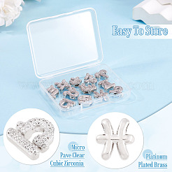 12Pcs 12 Styles Twelve Constellations Brass Micro Pave Clear Cubic Zirconia Pendants&nbsp;KK-TA0008-96P