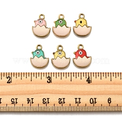 24Pcs 6 Colors Printed Light Gold Tone Alloy Pendants&nbsp;ENAM-FS0002-76