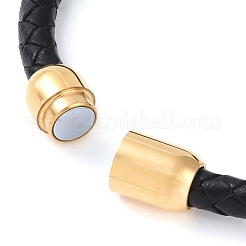 Column Natural Tiger Eye Bead Leather Cord Bracelets&nbsp;BJEW-A009-03G