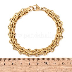 3-Tie 304 Stainless Steel Multi-stand Oval Link Chain Bracelets for Women Men&nbsp;BJEW-F529-06G