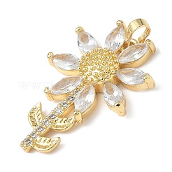Brass Micro Pave Cubic Zirconia Pendants and Glass&nbsp;KK-Q068-24G