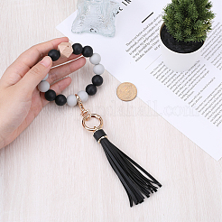 Silicone Round Beaded Keychain Wristlet&nbsp;AJEW-WH0258-895C