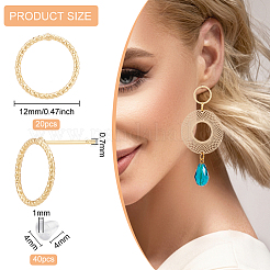 20Pcs Brass Textured Ring Stud Earrings for Women&nbsp;KK-BC0009-23