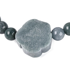 Natural Jadeite Round & Flower Beaded Stretch Bracelets&nbsp;BJEW-N041-07