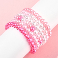 100Pcs 4 Colors Spray Painted ABS Plastic Imitation Pearl Beads&nbsp;OACR-FS0002-09A