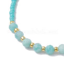 Adjustable Natural Amazonite & Seed Braided Bead Bracelets&nbsp;BJEW-JB10181-06