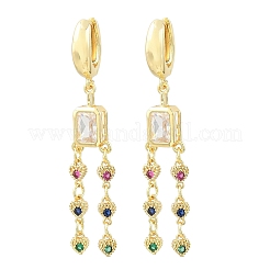 Brass Micro Pave Cubic Zirconia Chandelier Earrings&nbsp;KK-CBA8324-15G