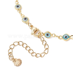 Handmade Evil Eye Lampwork Brass Link Chain Anklets for Women&nbsp;AJEW-AN00715-03