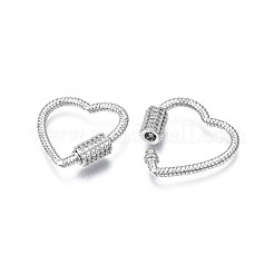 Brass Micro Pave Clear Cubic Zirconia Screw Carabiner Lock Charms&nbsp;LS-ZIRC-T004-99P
