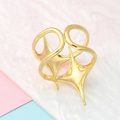 304 Stainless Steel Open Cuff Ring for Women&nbsp;RJEW-B109-05G-02