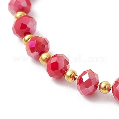 Glass Round Beaded Cuff Bangles&nbsp;BJEW-JB09964-02