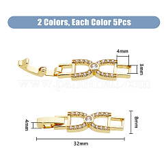 10Pcs 2 Colors Bowknot Rack Plating Brass Clear Cubic Zirconia Watch Band Clasps&nbsp;ZIRC-DC0001-09