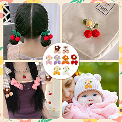 8Pcs 8 Colors Handmade Crochet Cotton Flower Ornaments&nbsp;AJEW-FG0004-12