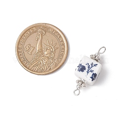 Handmade Flower Printed Porcelain Cube Links&nbsp;PALLOY-JF03965-02