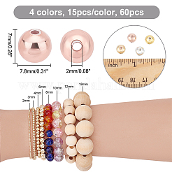 60Pcs 4 Colors Rack Plating Brass Beads&nbsp;KK-PH0009-19