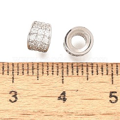 925 Sterling Silver Micro Pave Clear Cubic Zirconia Beads&nbsp;STER-B006-10B-P