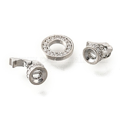 Ring Brass Micro Pave Clear Cubic Zirconia Fold Over Clasps&nbsp;KK-V008-21P