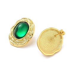 Rack Plating Oval Brass Stud Earrings&nbsp;EJEW-M029-06G-02