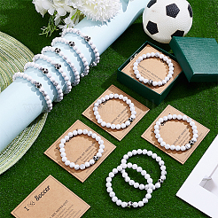 12Pcs Synthetic White Turquoise Round Beads Stretch Bracelets for Men Women&nbsp;BJEW-UN0001-89