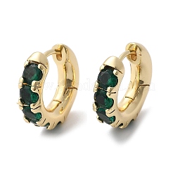 Green Cubic Zirconia Hoop Earrings&nbsp;EJEW-C022-08G